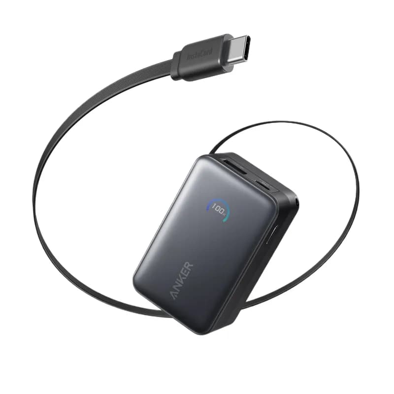 Павербанк Anker Nano 10000 мА·год 45W PD з висувним кабелем Чорний (Black)