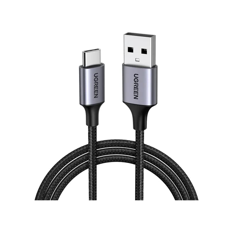 Кабель UGREEN USB-A to USB-C 18W 1 м плетений Чорний (Black)