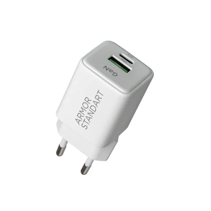 Мережевий зарядний пристрій ArmorStandart AR371 30W GaN USB-C + USB-A Білий (White)