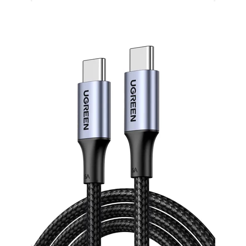 Кабель UGREEN USB-C to USB-C 100W 2 м плетений Сірий (Gray)